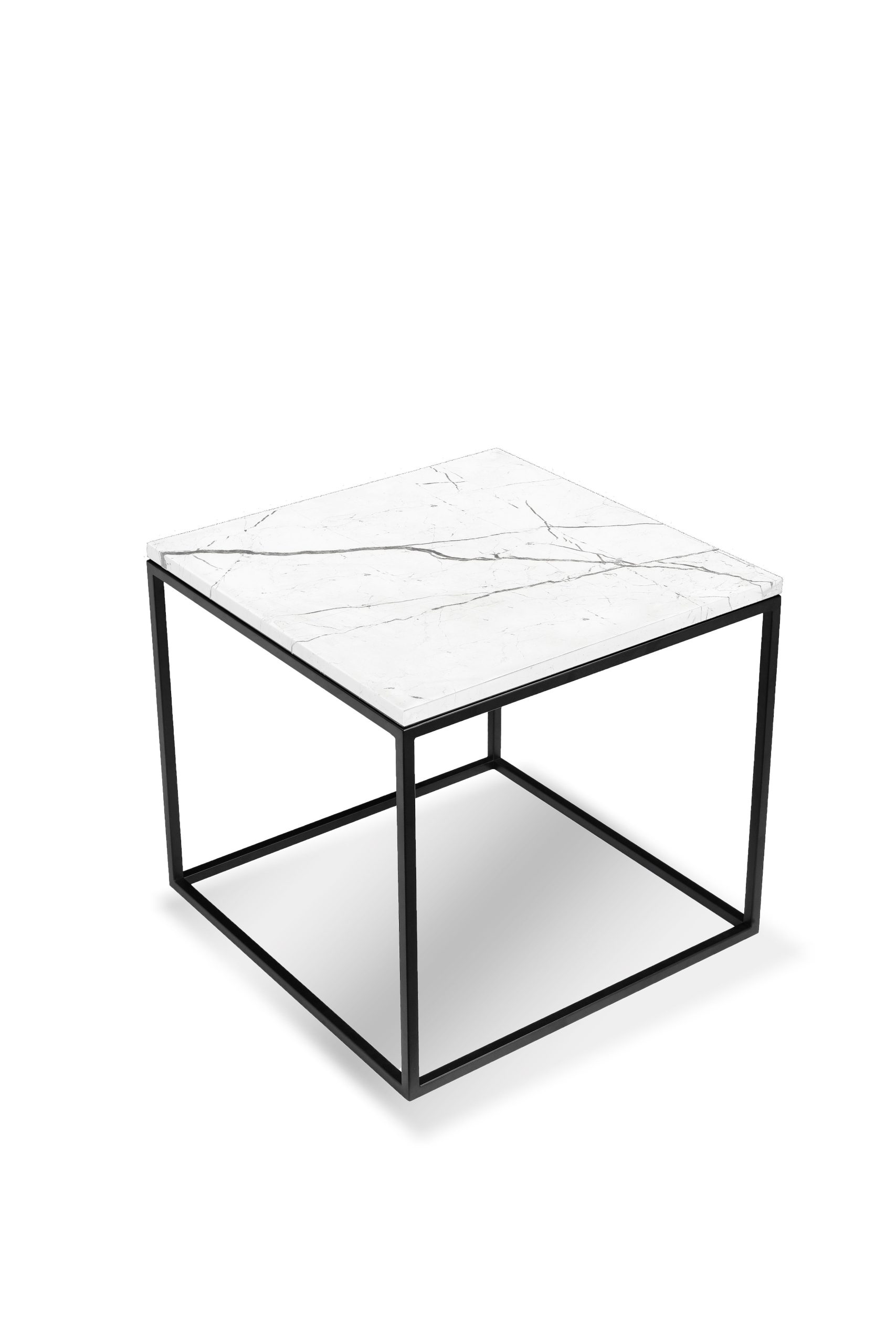 ONIX Square White Marble End Table Black Frame 1 ONIX Square White Marble End Table Black Frame