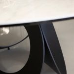 OPTIC White Ceramic Round Dining Table Black Steel Base