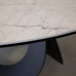 OPTIC White Ceramic Round Dining Table Black Steel Base