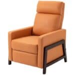 Orange Upholstered Manual Reclining Sofa Chair with Armrest, Footrest