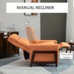 Orange Upholstered Manual Reclining Sofa Chair with Armrest, Footrest