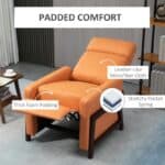 Orange Upholstered Manual Reclining Sofa Chair with Armrest, Footrest