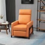 Orange Upholstered Manual Reclining Sofa Chair with Armrest, Footrest