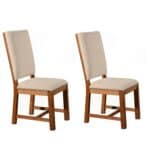 Farmhouse Upholstered Side Chairs Salvaged Natural Mahogany (Set of 2) 8 Farmhouse Upholstered Side Chairs Salvaged Natural Mahogany (Set of 2)