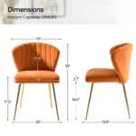 Orange Velvet Wingback Accent Chair with Gold Metal Legs 10 Orange Velvet Wingback Accent Chair with Gold Metal Legs