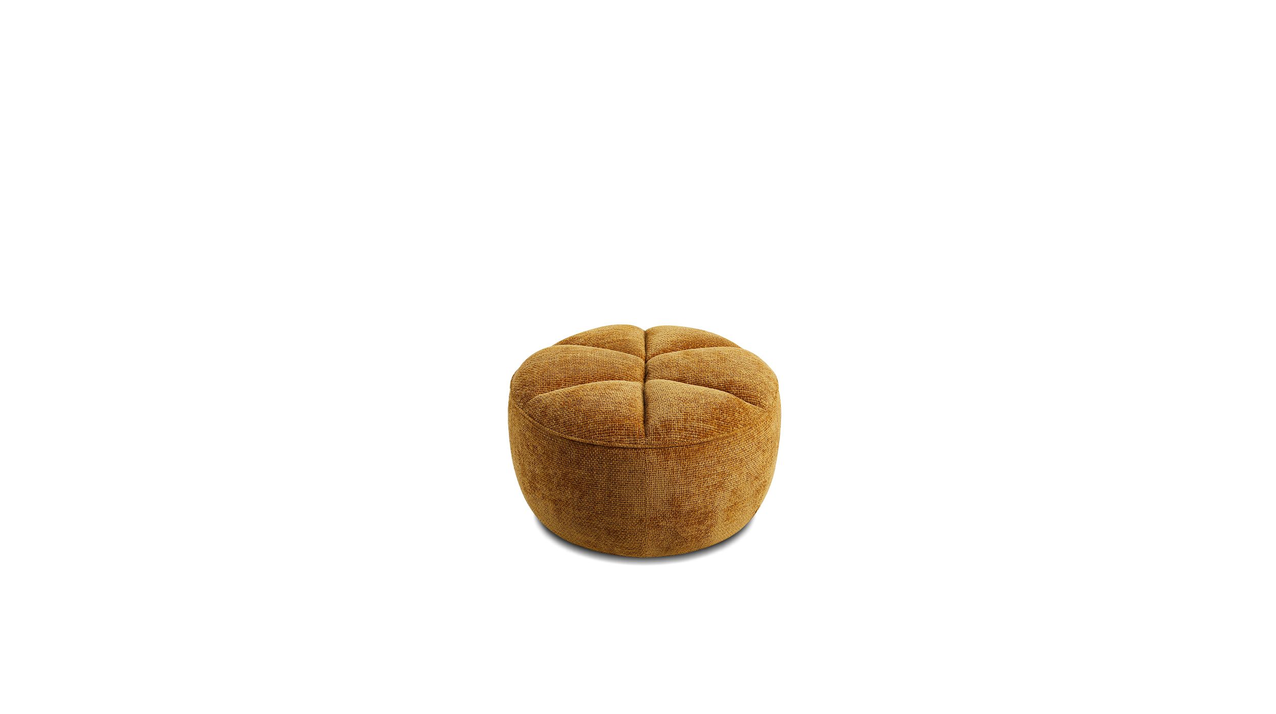 TAHI Mustard Woven Wool Ottoman 25x25x17