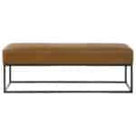 Mid-Century Modern Tan Leather Bench with Metal Frame 6 Mid-Century Modern Tan Leather Bench with Metal Frame