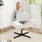 Cross-Legged Armless Office Chair with Adjustable Height and Fleece