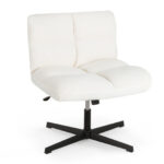 Cross-Legged Armless Office Chair with Adjustable Height and Fleece