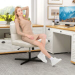 Cross-Legged Armless Office Chair with Adjustable Height and Fleece