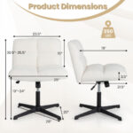 Cross-Legged Armless Office Chair with Adjustable Height and Fleece