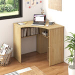 Corner Computer Desk with Adjustable Shelf and Arc-Shaped Design