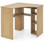 Corner Computer Desk with Adjustable Shelf and Arc-Shaped Design