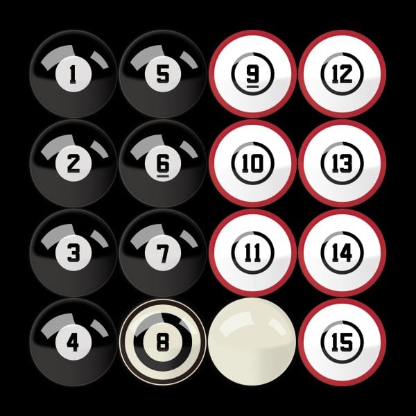 Ohio State Billiard Balls with Numbers 3