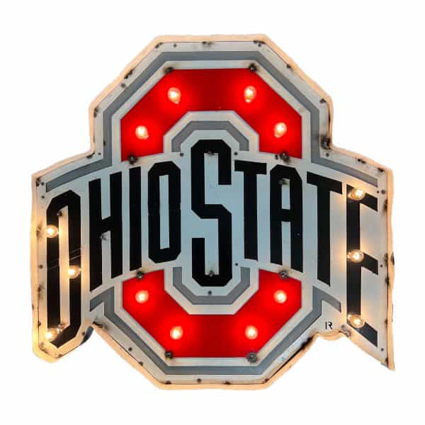 Ohio State Logo Lighted Recycled Metal Sign 1