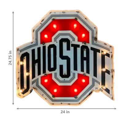 Ohio State Logo Lighted Recycled Metal Sign
