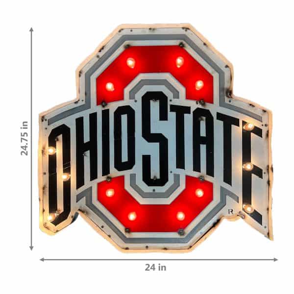 Ohio State Logo Lighted Recycled Metal Sign