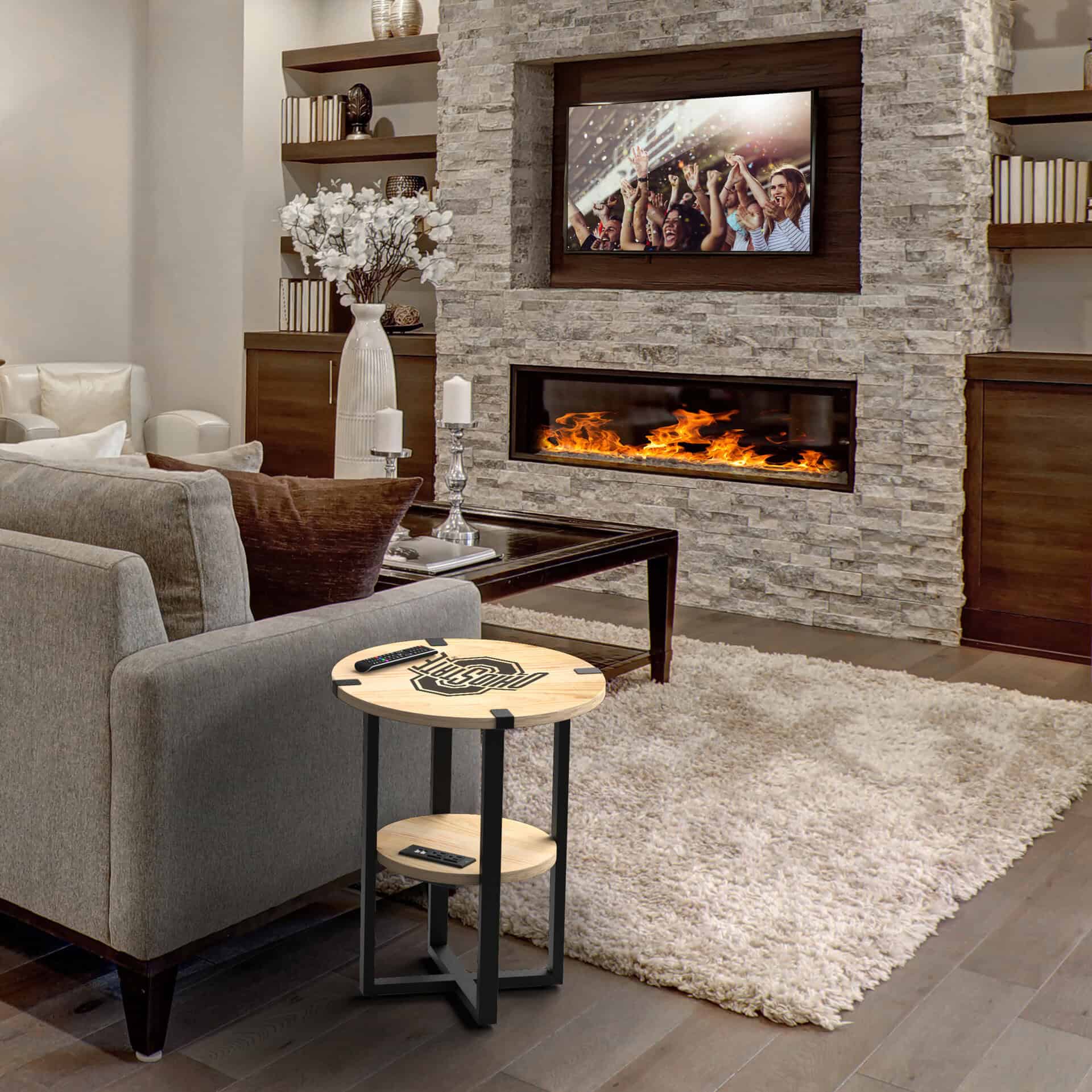 Ohio State Side Table with Charger 1 Ohio State Side Table with Charger