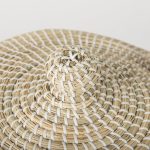 Olivia 15.7L x 15.7W x 17.3H Set of 3 Beige Seagrass Basket W/Lid and Handles