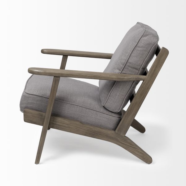 Olympus II Flint Gray Fabric Covered Wooden Frame Accent Chair 3