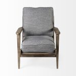 Olympus V Castlerock Grey Fabric Wrapped Brown Wooden Frame Accent Chair
