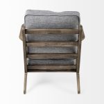 Olympus V Castlerock Grey Fabric Wrapped Brown Wooden Frame Accent Chair