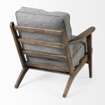Olympus V Castlerock Grey Fabric Wrapped Brown Wooden Frame Accent Chair