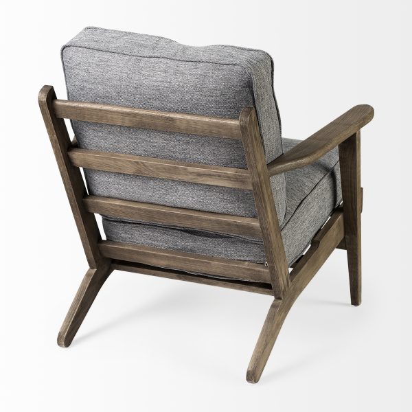 Olympus V Castlerock Grey Fabric Wrapped Brown Wooden Frame Accent Chair 7