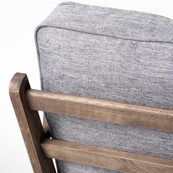 Olympus V Castlerock Grey Fabric Wrapped Brown Wooden Frame Accent Chair 8
