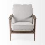 Olympus VI Frost Grey Fabric Wrapped Wooden Frame Accent Chair