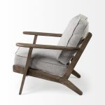 Olympus VI Frost Grey Fabric Wrapped Wooden Frame Accent Chair