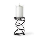 Omega I Small Black Metal Stacked Ring Table Candle Holder 5 Omega I Small Black Metal Stacked Ring Table Candle Holder