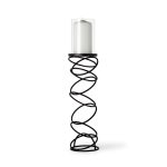 Omega III Large Black Metal Stacked Ring Table Candle Holder