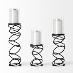 Omega III Large Black Metal Stacked Ring Table Candle Holder