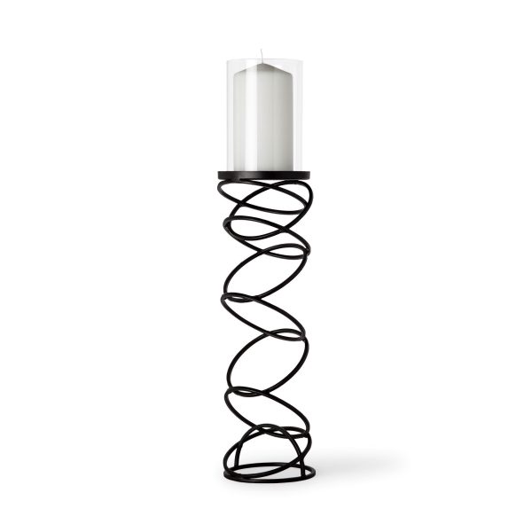Omega III Large Black Metal Stacked Ring Table Candle Holder