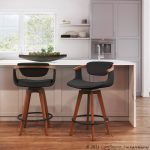 Oracle Mid-Century Walnut Bamboo Black Faux Leather Counter Stool 12 Oracle Mid-Century Walnut Bamboo Black Faux Leather Counter Stool