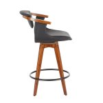 Oracle Mid-Century Walnut Bamboo Black Faux Leather Counter Stool 14 Oracle Mid-Century Walnut Bamboo Black Faux Leather Counter Stool