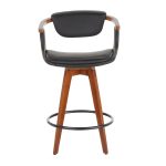 Oracle Mid-Century Walnut Bamboo Black Faux Leather Counter Stool 17 Oracle Mid-Century Walnut Bamboo Black Faux Leather Counter Stool
