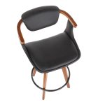 Oracle Mid-Century Walnut Bamboo Black Faux Leather Counter Stool 18 Oracle Mid-Century Walnut Bamboo Black Faux Leather Counter Stool