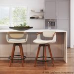 Oracle Walnut Bamboo Cream Faux Leather Mid-Century Counter Stool 14 Oracle Walnut Bamboo Cream Faux Leather Mid-Century Counter Stool