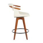 Oracle Walnut Bamboo Cream Faux Leather Mid-Century Counter Stool 16 Oracle Walnut Bamboo Cream Faux Leather Mid-Century Counter Stool