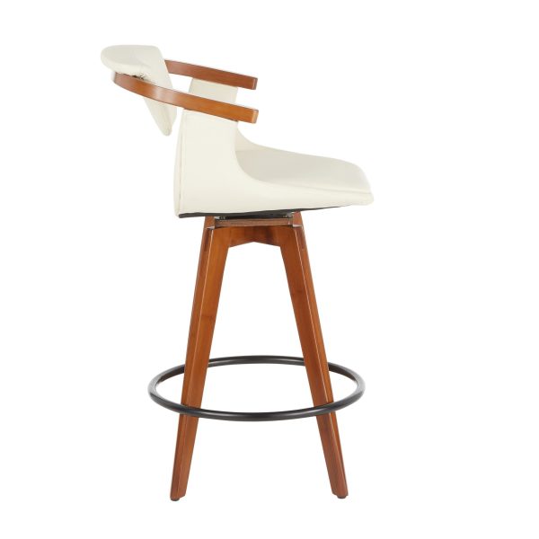Oracle Walnut Bamboo Cream Faux Leather Mid Century Counter Stool 4