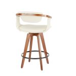 Oracle Walnut Bamboo Cream Faux Leather Mid-Century Counter Stool 17 Oracle Walnut Bamboo Cream Faux Leather Mid-Century Counter Stool
