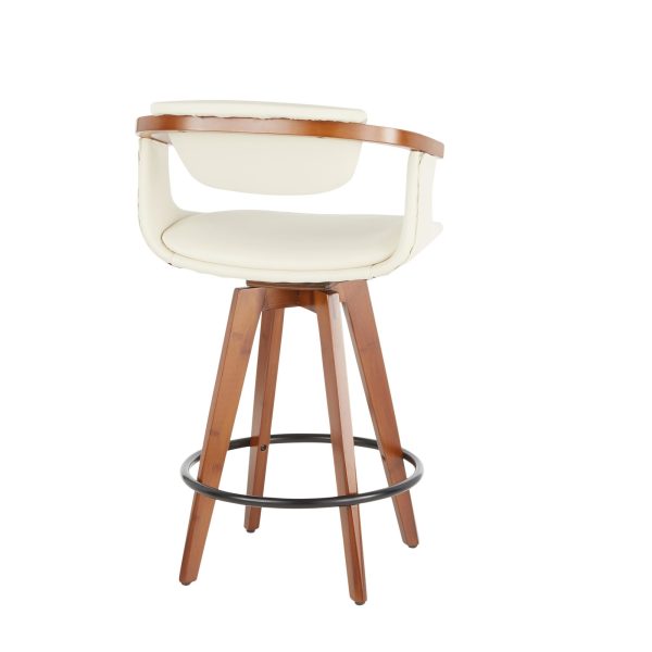 Oracle Walnut Bamboo Cream Faux Leather Mid Century Counter Stool 5