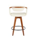 Oracle Walnut Bamboo Cream Faux Leather Mid-Century Counter Stool 18 Oracle Walnut Bamboo Cream Faux Leather Mid-Century Counter Stool
