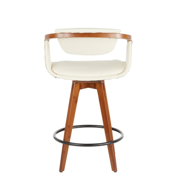 Oracle Walnut Bamboo Cream Faux Leather Mid Century Counter Stool 6