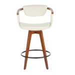 Oracle Walnut Bamboo Cream Faux Leather Mid-Century Counter Stool 19 Oracle Walnut Bamboo Cream Faux Leather Mid-Century Counter Stool