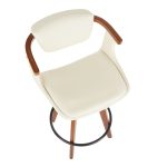 Oracle Walnut Bamboo Cream Faux Leather Mid-Century Counter Stool 20 Oracle Walnut Bamboo Cream Faux Leather Mid-Century Counter Stool