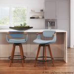 Oracle Walnut Bamboo Grey Faux Leather Mid-Century Modern Counter Stool