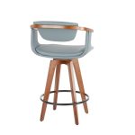 Oracle Walnut Bamboo Grey Faux Leather Mid-Century Modern Counter Stool